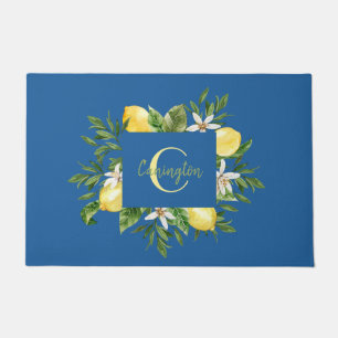 Paillasson Monogramme de citron méditerranéen Nouveau Home Bl