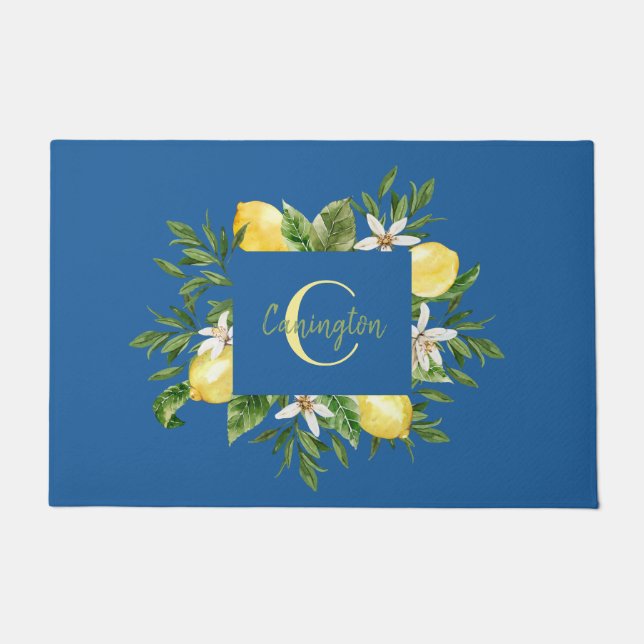 Paillasson Monogramme de citron méditerranéen Nouveau Home Bl (Devant)