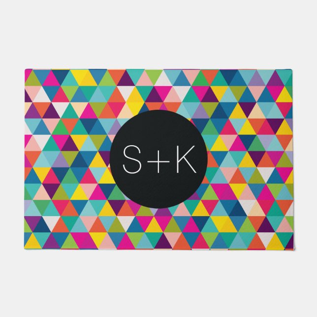 Paillasson Monogramme de coutume de motif de triangle (Devant)