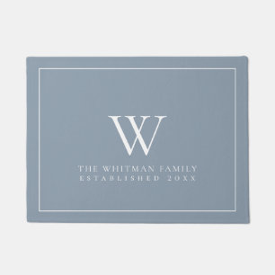 Paillasson Monogramme de famille Moderne Dusty Blue Doormat