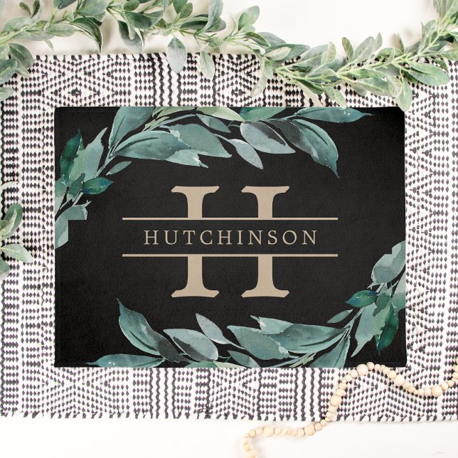 Paillasson Monogramme de feuillage abondant (Créateur téléchargé)