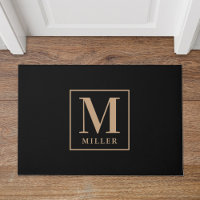 Monogramme de nom de famille noir et marron modern