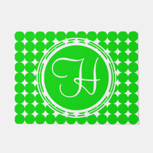Paillasson Monogramme de point de polka vert