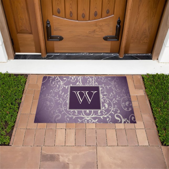 Paillasson Monogramme de porte violet élégant (De plein air)
