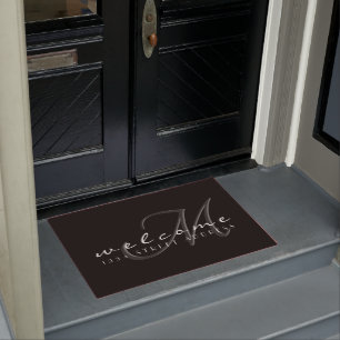 Paillasson Monogramme décoratif et adresse Bienvenue