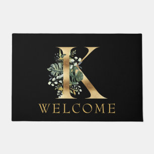Paillasson Monogramme d'or classique J avec verdure