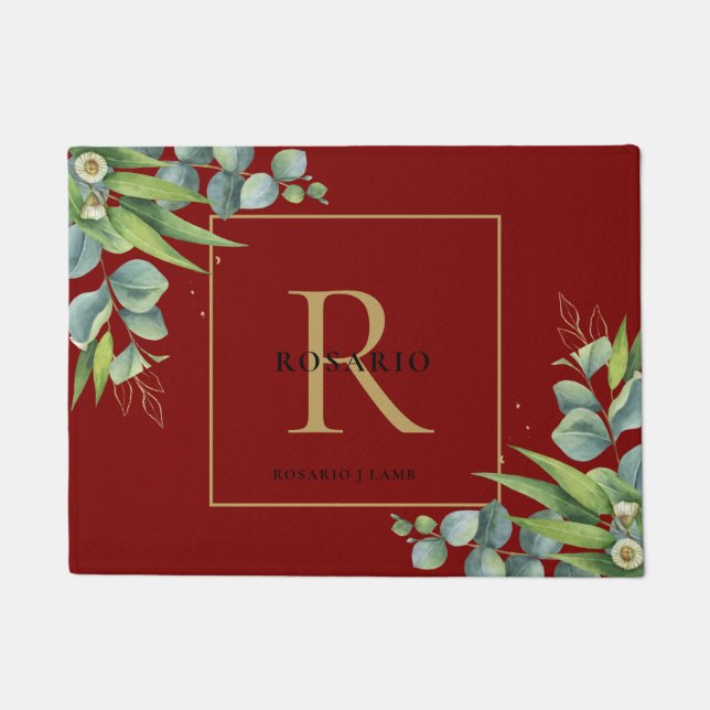 Paillasson Monogramme d'or de Bourgogne poli personnalisé (Devant)