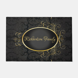 Paillasson Monogramme d'or noir Classé Royal Style Porte Mat