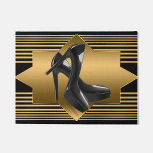 Paillasson Monogramme d'or noir Motif et talons hauts