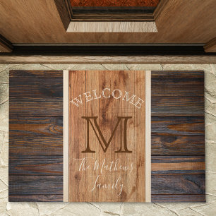 Paillasson Monogramme en bois rustique
