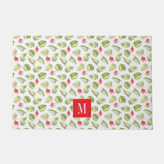Paillasson Monogramme Feuille de palme moderne (Devant)