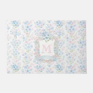 Paillasson Monogramme Floral Grandmillennial Personnalisé