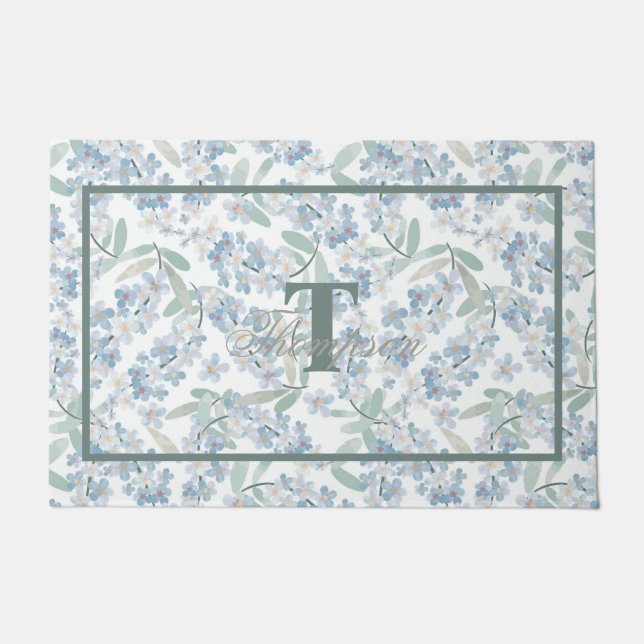 Paillasson Monogramme Floral Vert de la maison française (Devant)