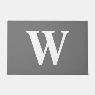 Paillasson Monogramme Gris Blanc Minimaliste Moderne Gris Gri