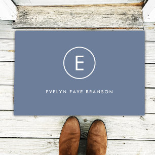 Paillasson Monogramme gris bleu minimaliste Simple Nom initia