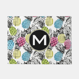 Paillasson Monogramme grunge des paumes   d'ananas