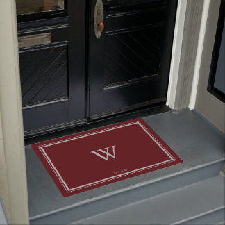 Paillasson Monogramme minimal Maroon de bienvenue| Largeur gr