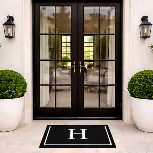 Paillasson Monogramme Moderne Élégant Classique Noir