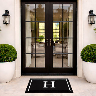 Paillasson Monogramme Moderne Élégant Noir