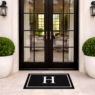Paillasson Monogramme Moderne Élégant Noir