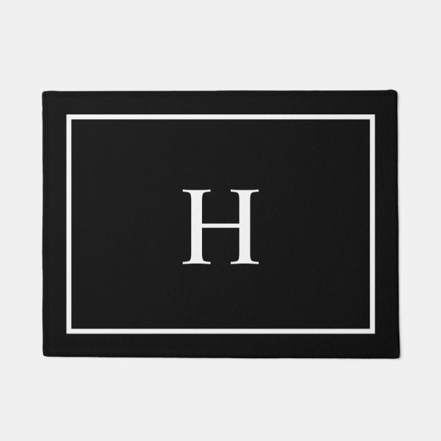 Paillasson Monogramme moderne élégant noir (Devant)
