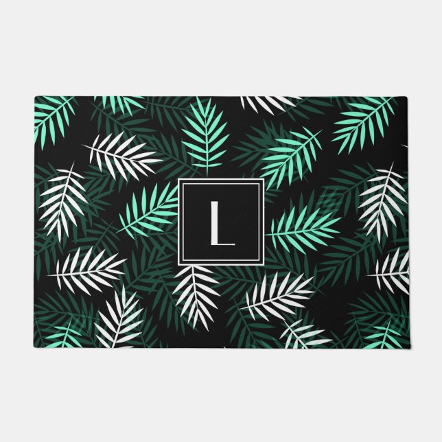 Paillasson Monogramme moderne Feuille Motif botanique (Devant)