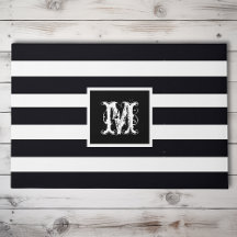 Monogramme moderne Initiale Elégante Noir Blanc