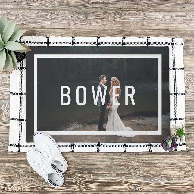 Paillasson Monogramme moderne Mariage Photo Doormat (Créateur téléchargé)