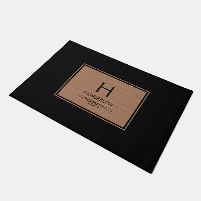 Paillasson Monogramme moderne Nom de famille Porte Mat (Incliné)