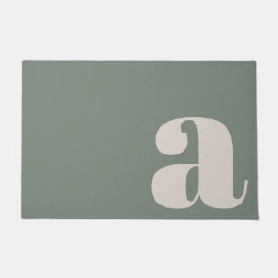 Paillasson Monogramme moderne Sage minimaliste vert Entryie