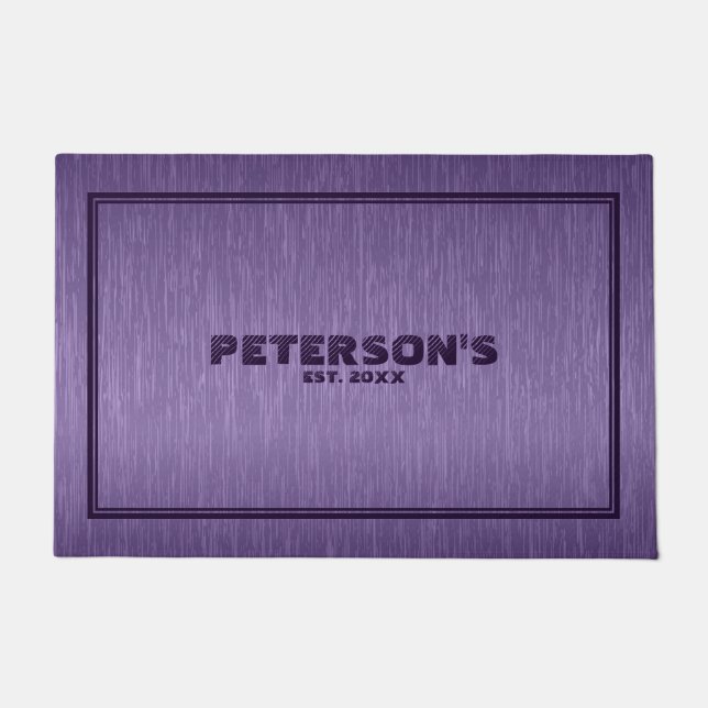 Paillasson Monogramme Moderne Simple Métallique Purple Textur (Devant)