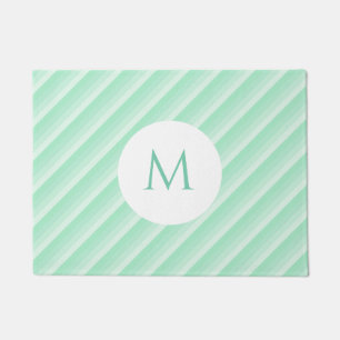 Paillasson Monogramme moderne tendance à la pointe verte pers