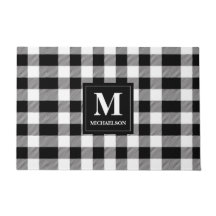 Monogramme noir et blanc Plaid de buffle