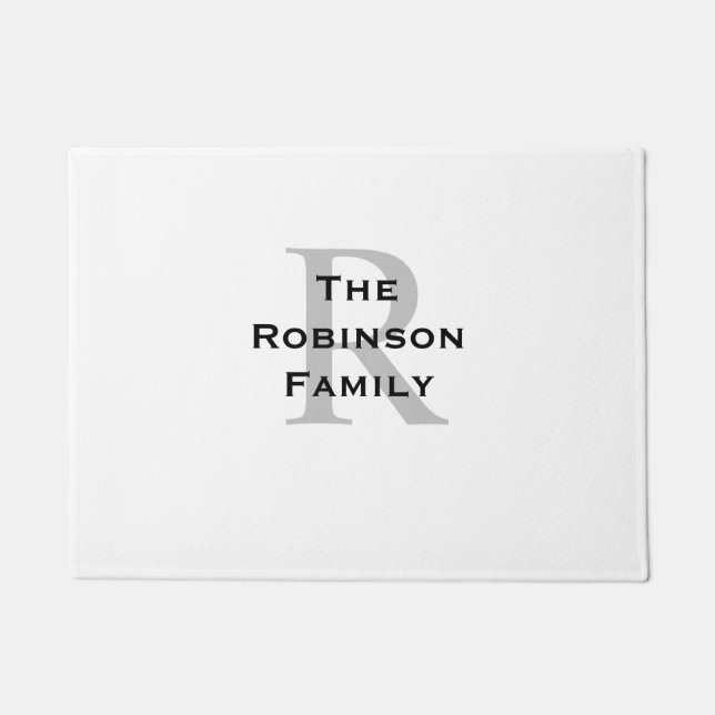 Paillasson Monogramme Nom Blanc et Noir  (Devant)
