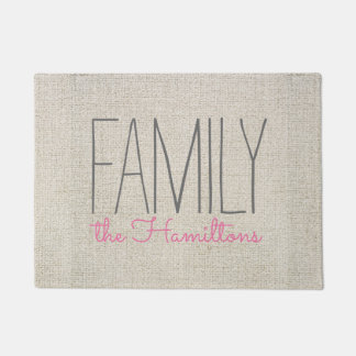 Paillasson Monogramme Rustique Chic Family EN BEIGE GRIS ET R
