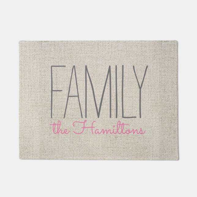 Paillasson Monogramme Rustique Chic Family EN BEIGE GRIS ET R (Devant)