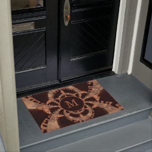 Paillasson Monogramme rustique de Sepia Vintage de Western Bu