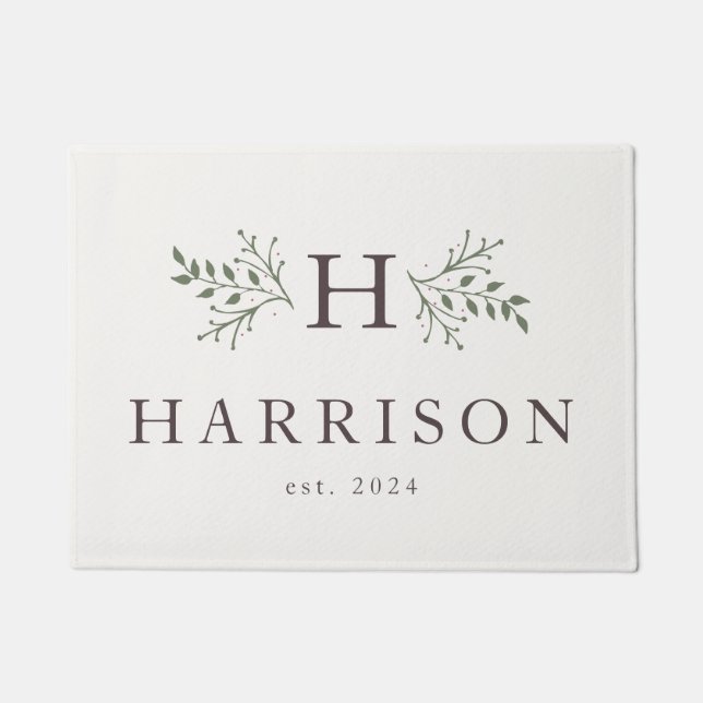 Paillasson Monogramme rustique mat personnalisé (Devant)