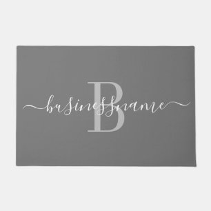 Paillasson Monogramme Script Custom Business Logo Gris