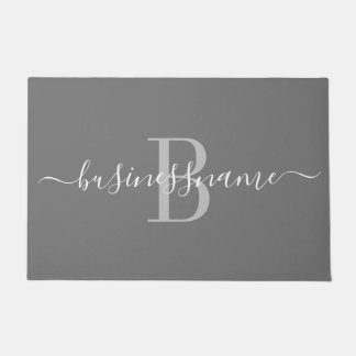 Paillasson Monogramme Script Custom Business Logo Gris