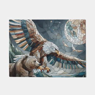 Paillasson Mosaic Ai Art Ours Brown et Pleine lune d'aigle