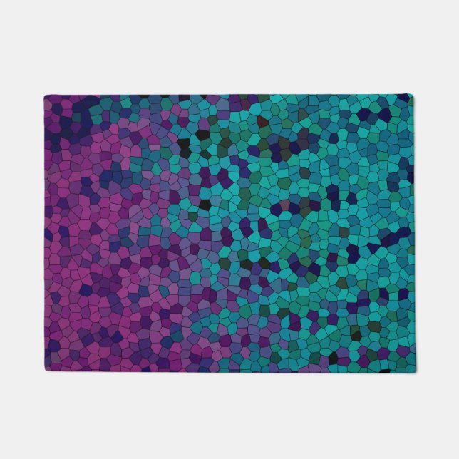 Paillasson Mosaïque bleu turquoise Turquoise et violet (Devant)