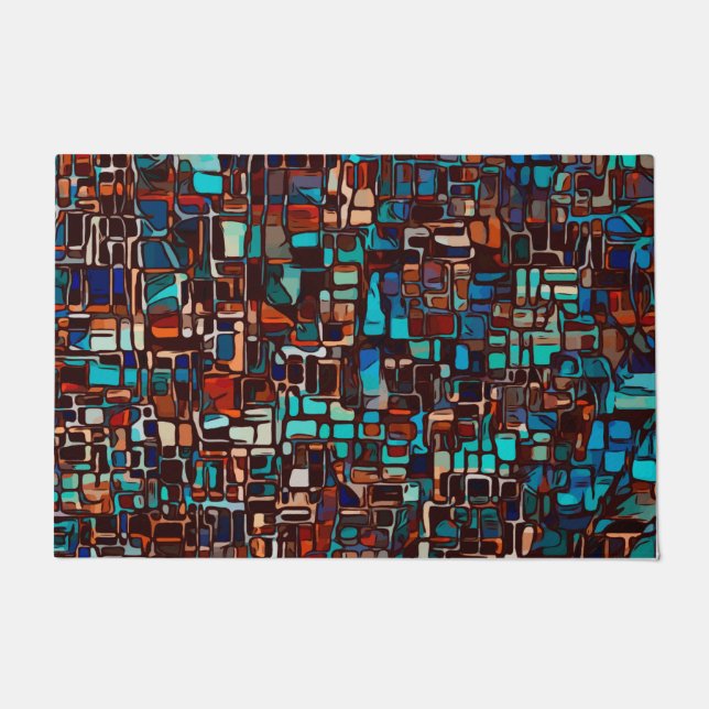 Paillasson mosaïque de vitrail abstrait (Devant)