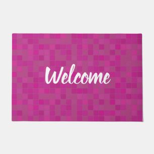 Paillasson Mosaïque fuchia rose carreaux de bienvenue