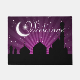 Paillasson Mosquée Silhouette Purple Nuit Accueil Porte Mat