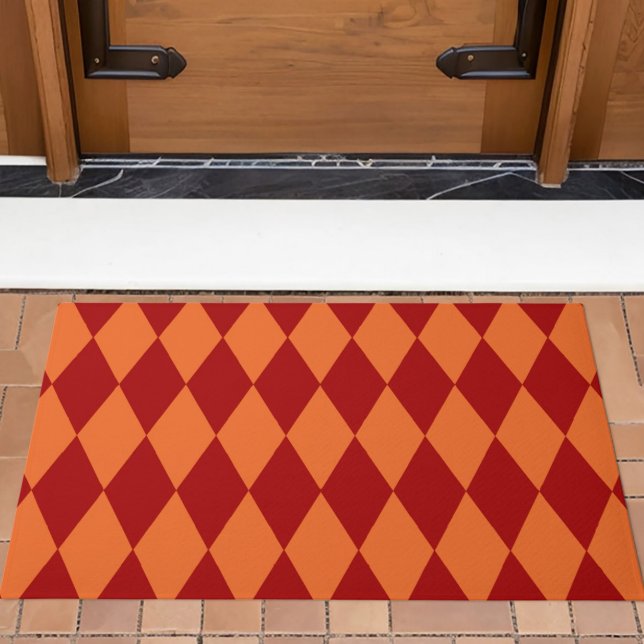 Paillasson Motif à carreaux Harlequin rouge et orange  (Créateur téléchargé)