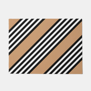 Paillasson Motif à cinq bandes noir et blanc avec bronzage
