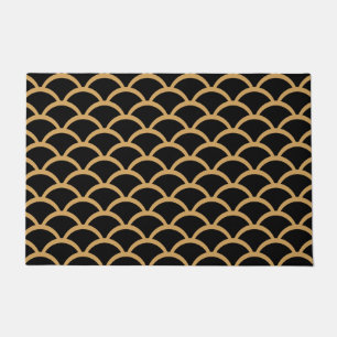 Paillasson Motif à l'échelle de poissons Gold et Black Art Dé
