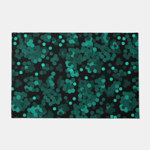 Paillasson Motif à pois vert turquoise sur noir