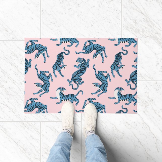Paillasson Motif asiatique de tigre bleu (Intérieur)